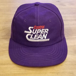 Vintage Castrol Hat Snap Back Purple Super Clean 90s Made USA Car Oil Race